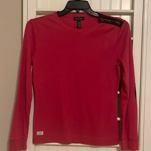 LAUREN JEANS CO Ralph Lauren L/S top with elbow patch and front zip detail-Large